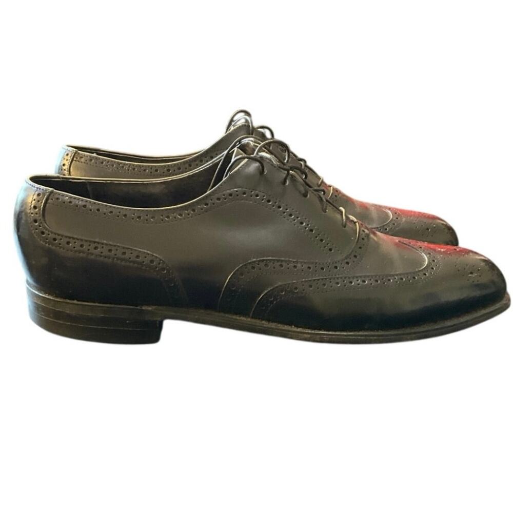 Bostonian Oxford Shoes Mens 12 Black Leather Wingtip Brogue Dress Shoes Made USA